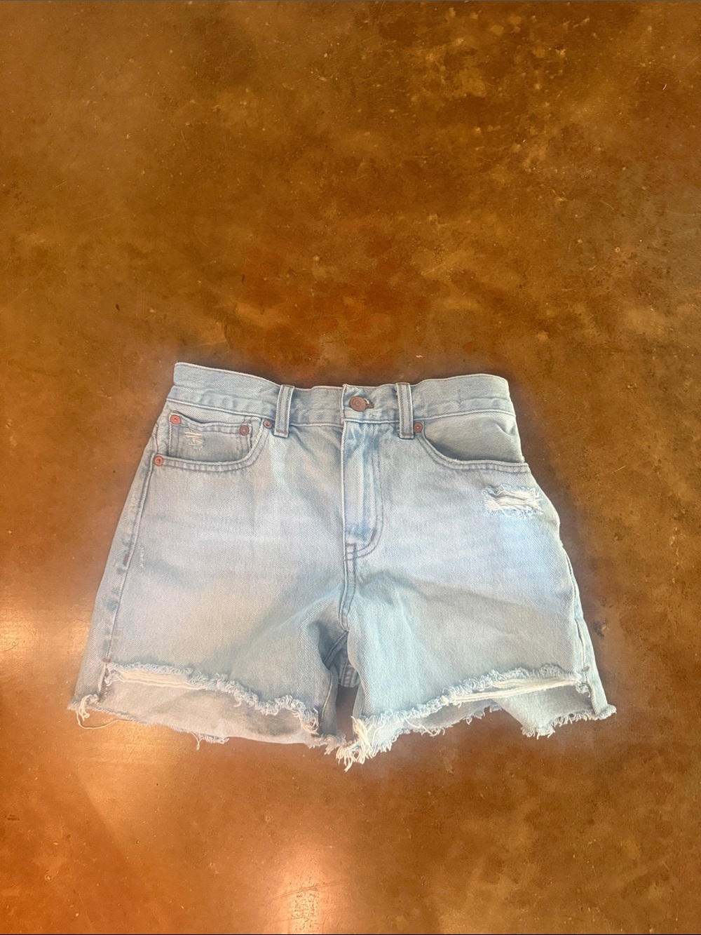 Madewell Light Blue Frayed Hem Denim Shorts